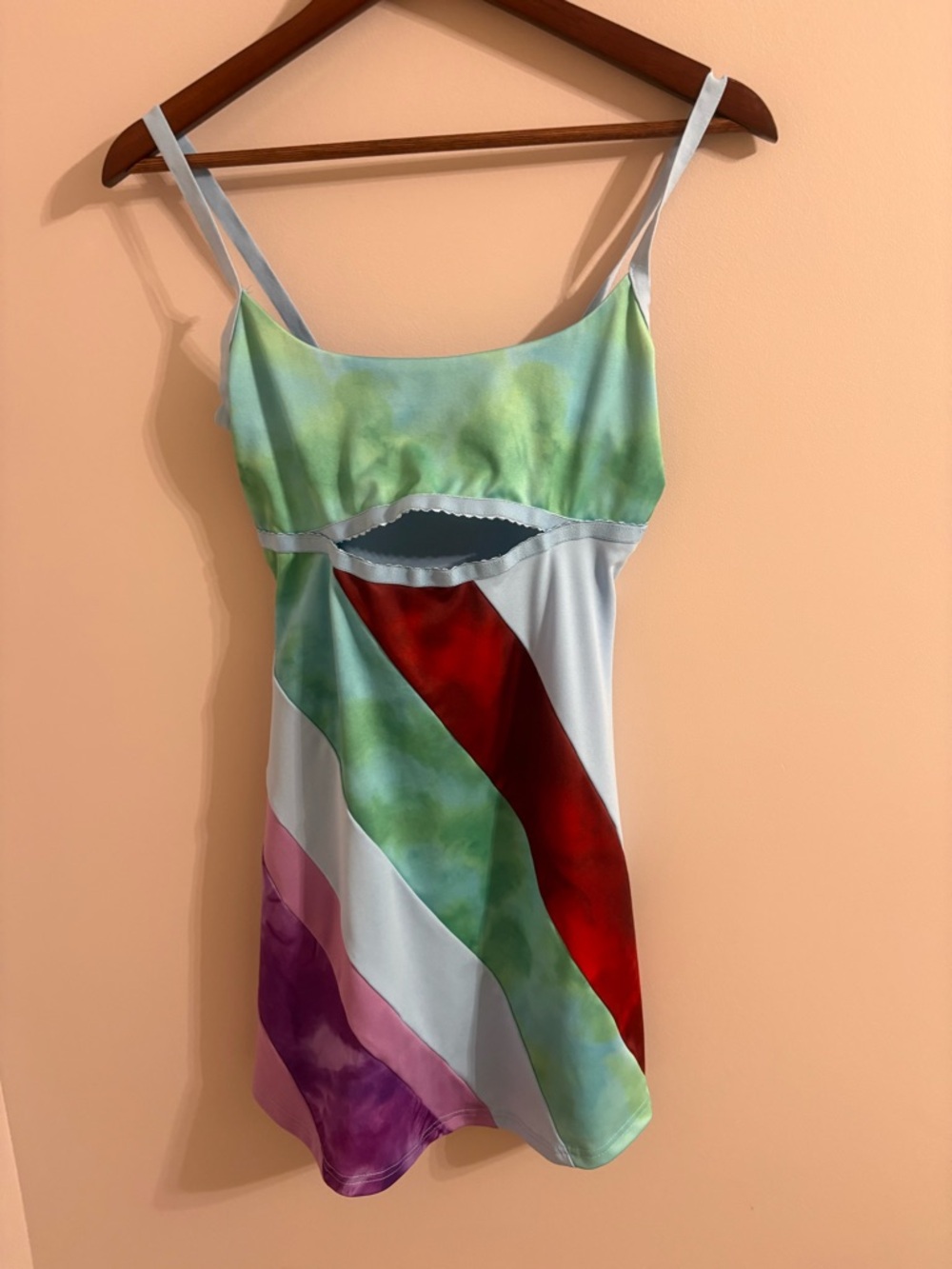 Multicolor Cider Slip Dress with Cutout